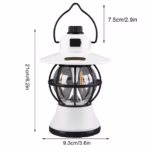 Lampă de Camping Retro Brico360, Felinar Vintage LED, Acumulator 1200mAh, Intensitate Reglabilă, 3 Moduri Lumină, Alb - imagine 7