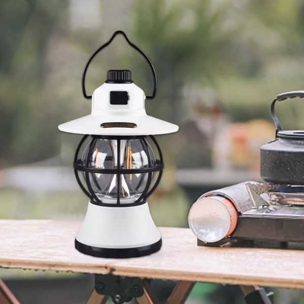 Lampă de Camping Retro Brico360, Felinar Vintage LED, Acumulator 1200mAh, Intensitate Reglabilă, 3 Moduri Lumină, Alb - imagine 8
