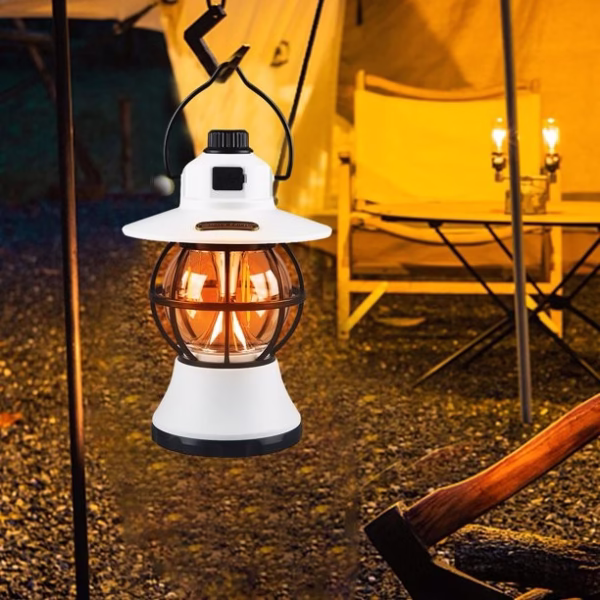 Lampă de Camping Retro Brico360, Felinar Vintage LED, Acumulator 1200mAh, Intensitate Reglabilă, 3 Moduri Lumină, Alb - imagine 9