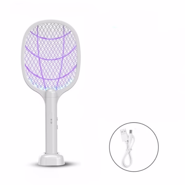 Lampa Electrica Impotriva Tantarilor, Flippy, 42.5 x 18 x 7.5 cm, Reincarcabila cu Cablu USB Inclus, Plasa din Aluminum, Alb - imagine 2