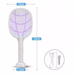 Lampa Electrica Impotriva Tantarilor, Flippy, 42.5 x 18 x 7.5 cm, Reincarcabila cu Cablu USB Inclus, Plasa din Aluminum, Alb - imagine 3