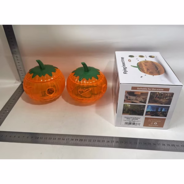 Set 2 Capcane pentru Insecte, Flippy, Forma de Dovleac, 12x9.2x12.2 cm, din ABS, Portocaliu - imagine 2