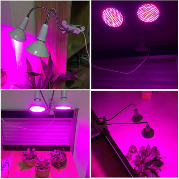 Lampa pentru cresterea plantelor de interior, Flippy, cap dublu, nu emana caldura, 290 leduri, 2 culori , prindere cu clips, 46x11.5x9.2 cm - imagine 6
