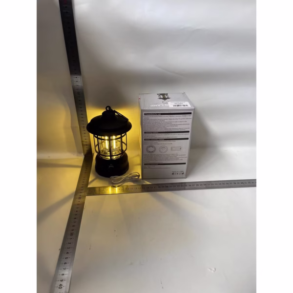 Lampa portabila camping, Felinar Vintage cu carlig, ABS, Iluminare 21 COB LED, Intensitate reglabila, 5W, Flippy, Negru - imagine 7