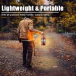 Portable camping light, vintage lantern with hook, ABS, 21 COB LED lighting, adjustable intensity, 5W, reversible, red rechargeable - imagine 6