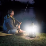 Lampa portabila camping, Felinar Vintage cu carlig, ABS, Iluminare 21 COB LED, Intensitate reglabila, 5W, Flippy, Verde - imagine 2