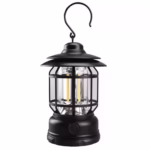 Lampa portabila camping, Felinar Vintage cu carlig, ABS, Iluminare 21 COB LED, Intensitate reglabila, 5W, Flippy, Negru - imagine 3