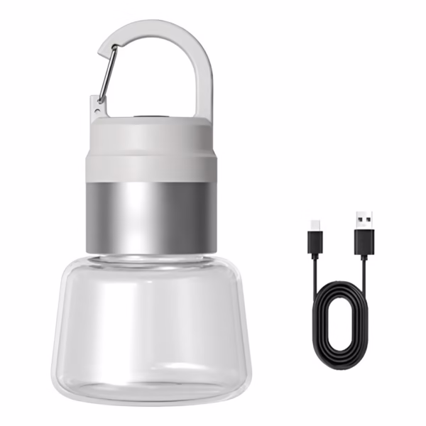 Lampa Portabila, Flippy, de Voiaj/Camping, Incarcare USB, IPX5, LED RGB, din ABS, 300 mAh, 10 x 5.5 x 5.5 cm, Alb - imagine 1