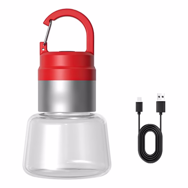 Lampa Portabila, Flippy, de Voiaj/Camping, Incarcare USB, IPX5, LED RGB, din ABS, 300 mAh, 10 x 5.5 x 5.5 cm, Rosu - imagine 1