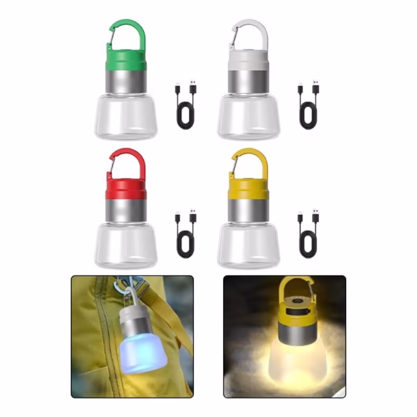 Lampa Portabila, Flippy, de Voiaj/Camping, Incarcare USB, IPX5, LED RGB, din ABS, 300 mAh, 10 x 5.5 x 5.5 cm, Verde - imagine 5