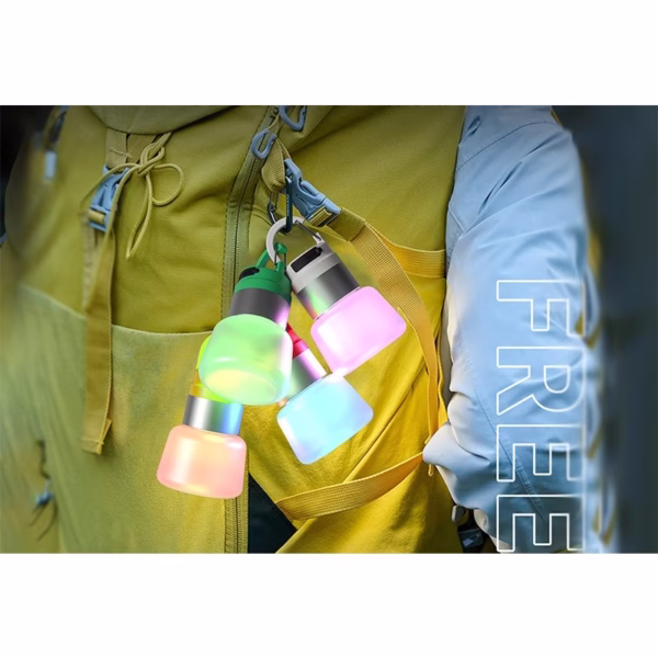 Lampa Portabila, Flippy, de Voiaj/Camping, Incarcare USB, IPX5, LED RGB, din ABS, 300 mAh, 10 x 5.5 x 5.5 cm, Verde - imagine 2