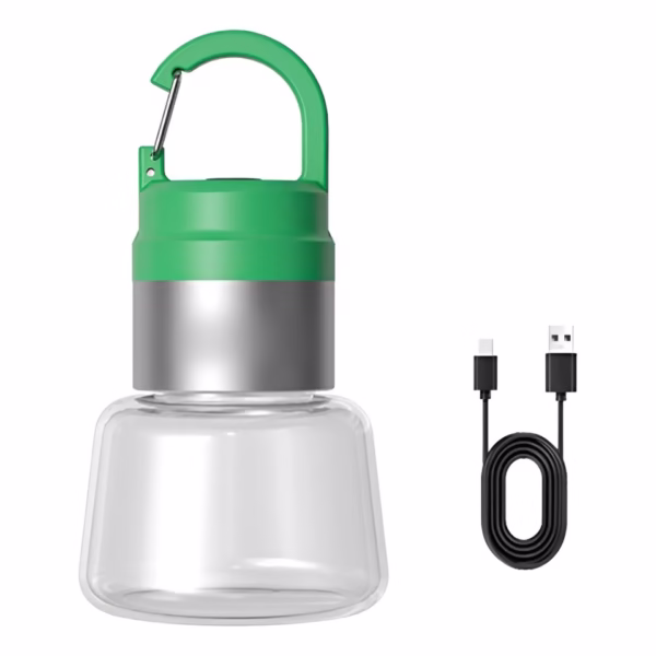 Lampa Portabila, Flippy, de Voiaj/Camping, Incarcare USB, IPX5, LED RGB, din ABS, 300 mAh, 10 x 5.5 x 5.5 cm, Verde - imagine 1
