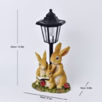Lampa Solara Decorativa pentru Gradina, Flippy, Decoratiune pentru Gradina cu Lumini LED, Dimensiuni aprox 33 x 16 x 15 cm, Incarcare solara, Model 3 Iepurasi, Negru - imagine 2