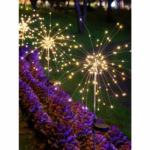 Lampa Solara, Flippy, Decor Gradina, Model Fireworks/Artificii, din Sarma de Cupru, 120 LED-uri, 55W, 90 cm, Alb Cald - imagine 5