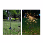 Lampa Solara, Flippy, Decor Gradina, Model Fireworks/Artificii, din Sarma de Cupru, 120 LED-uri, 55W, 90 cm, Alb Cald - imagine 6