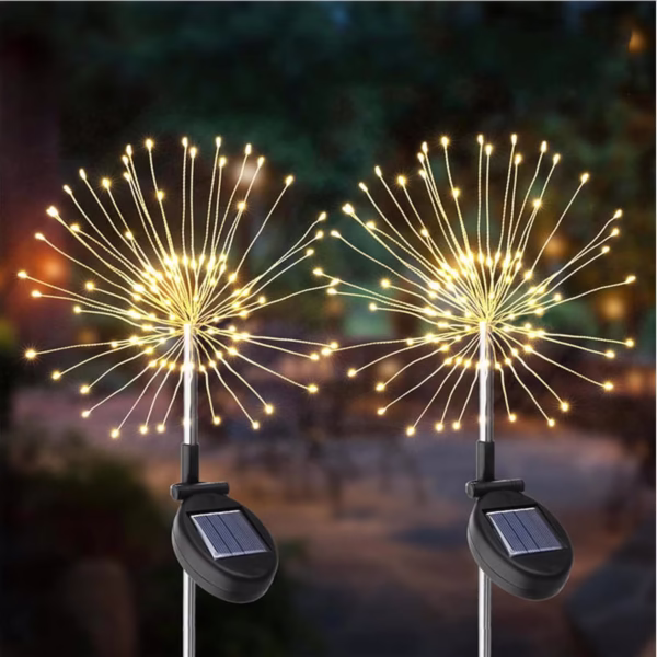 Lampa Solara, Flippy, Decor Gradina, Model Fireworks/Artificii, din Sarma de Cupru, 120 LED-uri, 55W, 90 cm, Alb Cald - imagine 8