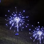 Lampa Solara, Flippy, Decor Gradina, Model Fireworks/Artificii, din Sarma de Cupru, 120 LED-uri, 55W, 90 cm, Alb Rece - imagine 3