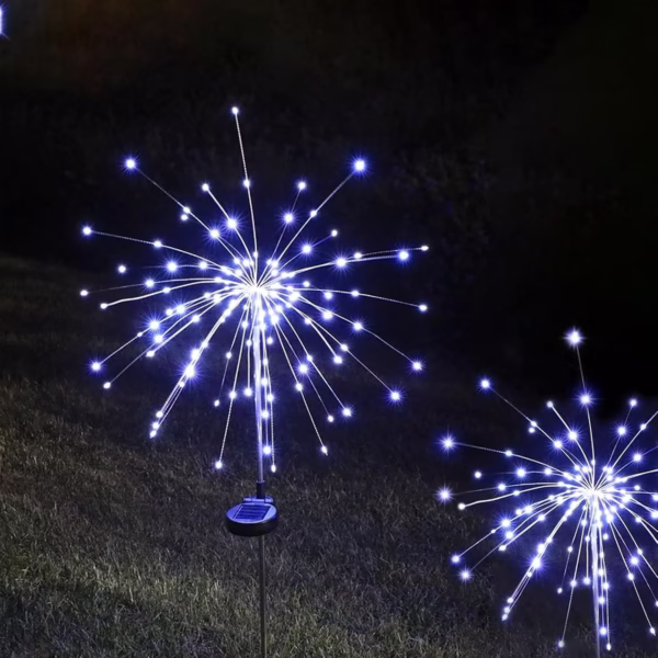 Lampa Solara, Flippy, Decor Gradina, Model Fireworks/Artificii, din Sarma de Cupru, 120 LED-uri, 55W, 90 cm, Alb Rece - imagine 3