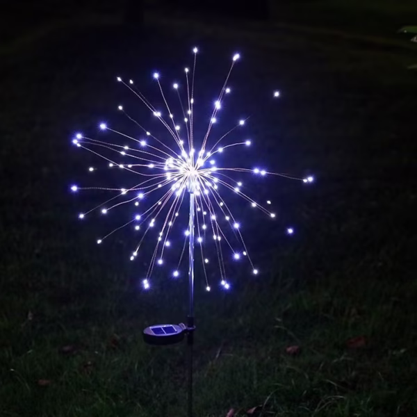 Lampa Solara, Flippy, Decor Gradina, Model Fireworks/Artificii, din Sarma de Cupru, 120 LED-uri, 55W, 90 cm, Alb Rece - imagine 4