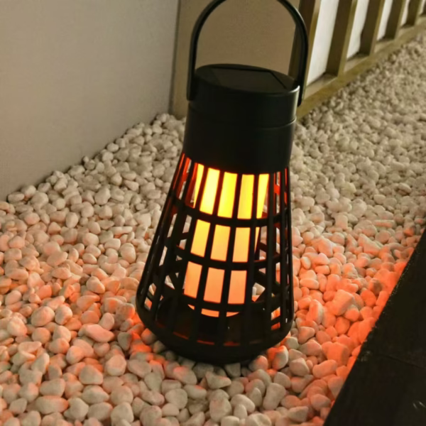 Lampa Solara pentru Gradina, Flippy, Reincarcabila de la Soare, Model Felinar, Portabila cu Picior, Lumina Calda, 12 cm, Negru - imagine 2