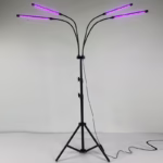 Lampa UV pentru cresterea plantelor, Flippy, 4 capete, putere 30W, 108 LED-uri Lampa cu lumina Ultra-Violet, Lampa cu Picior Ajustabil pana la 2 m, Lumina UV Mov - imagine 2