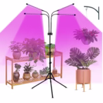 Lampa UV pentru cresterea plantelor, Flippy, 4 capete, putere 30W, 108 LED-uri Lampa cu lumina Ultra-Violet, Lampa cu Picior Ajustabil pana la 2 m, Lumina UV Mov - imagine 3