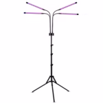 Lampa UV pentru cresterea plantelor, Flippy, 4 capete, putere 30W, 108 LED-uri Lampa cu lumina Ultra-Violet, Lampa cu Picior Ajustabil pana la 2 m, Lumina UV Mov