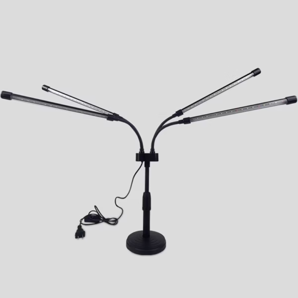 Lampa UV pentru cresterea plantelor, Flippy, conectare la retea, 20W, 4 capete, 72 LED-uri, ajustabila pana la 66.5 cm, Lumina Alb Mov  - imagine 2