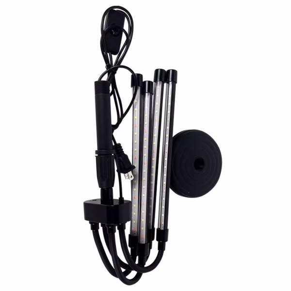Lampa UV pentru cresterea plantelor, Flippy, conectare la retea, 20W, 4 capete, 72 LED-uri, ajustabila pana la 66.5 cm, Lumina Alb Mov  - imagine 4
