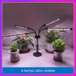 Lampa UV pentru cresterea plantelor, Flippy, conectare la retea, 20W, 4 capete, 72 LED-uri, ajustabila pana la 66.5 cm, Lumina Alb Mov  - imagine 5