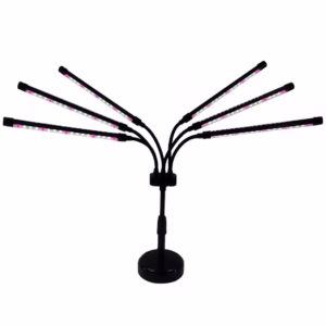 Lampa UV pentru cresterea plantelor, Flippy, conectare la retea, 30W, 6 capete, 108 LED-uri, ajustabila pana la 68.5 cm, Lumina Alb Mov