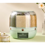Dozator de cereale Flippy, rotativ 360, 6 compartimente, capacitate 6 L, rezistent la umezeala, inchidere etansa, verde deschis - imagine 9
