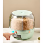 Dozator de cereale Flippy, rotativ 360, 6 compartimente, capacitate 6 L, rezistent la umezeala, inchidere etansa, verde deschis - imagine 10