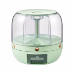 Dozator de cereale Flippy, rotativ 360, 6 compartimente, capacitate 6 L, rezistent la umezeala, inchidere etansa, verde deschis - imagine 8