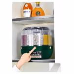 Dozator de cereale Flippy, rotativ 360, 6 compartimente, capacitate 6 L, rezistent la umezeala, inchidere etansa, verde - imagine 7