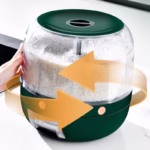 Dozator de cereale Flippy, rotativ 360, 6 compartimente, capacitate 3 L, rezistent la umezeala, inchidere etansa, verde inchis - imagine 7