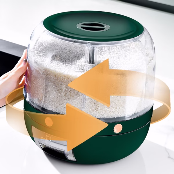 Dozator de cereale Flippy, rotativ 360, 6 compartimente, capacitate 3 L, rezistent la umezeala, inchidere etansa, verde inchis - imagine 7
