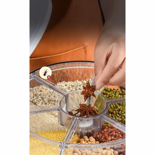 Dozator de cereale Flippy, rotativ 360, 6 compartimente, capacitate 3 L, rezistent la umezeala, inchidere etansa, verde inchis - imagine 21