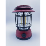 Lampa portabila camping, Felinar Vintage, ABS, Iluminare 30 COB LED, Intensitate reglabila, Acumulator inclus, Incarcare Solara si USB, 5W, Flippy, Rosu - imagine 2