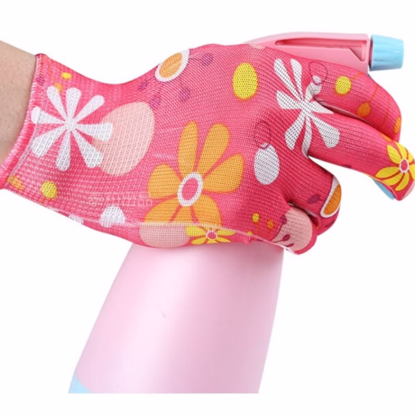 Manusi de Gradinarit, Flippy, din Nailon, Marime Universala 20 cm, Model Inflorat, Antiderapante, Multicolor - imagine 2
