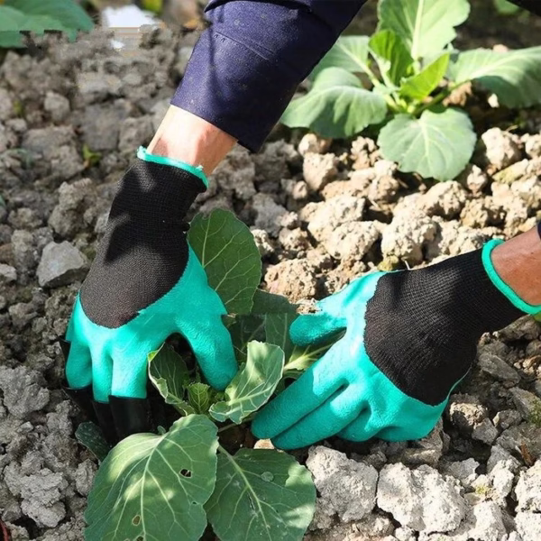Manusi de Gradinarit cu Gheare, Flippy, Manusi Universale Marime L, Rezistente la Uzura, Impermeabile, Multifunctionale pentru Sapare si Plantare, Negru Verde deschis - imagine 2