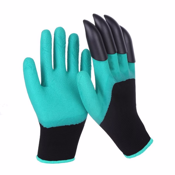 Manusi de Gradinarit cu Gheare, Flippy, Manusi Universale Marime L, Rezistente la Uzura, Impermeabile, Multifunctionale pentru Sapare si Plantare, Negru Verde deschis - imagine 1