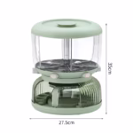 Dozator Etajat de Cereale Flippy, Rotativ 360, 6 Compartimente, Capacitate 10L, Cofraj Special pentru Oua, Vas pentru Scurgerea Cerealelor, 35x27.5 cm, Verde - imagine 25