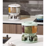 Dozator Etajat de Cereale Flippy, Rotativ 360, 6 Compartimente, Capacitate 10L, Cofraj Special pentru Oua, Vas pentru Scurgerea Cerealelor, 35x27.5 cm, Verde - imagine 26