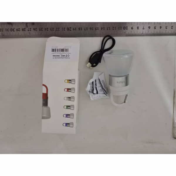 Lampa Portabila, Flippy, de Voiaj/Camping, Incarcare USB, IPX5, LED RGB, din ABS, 300 mAh, 10 x 5.5 x 5.5 cm, Alb - imagine 2