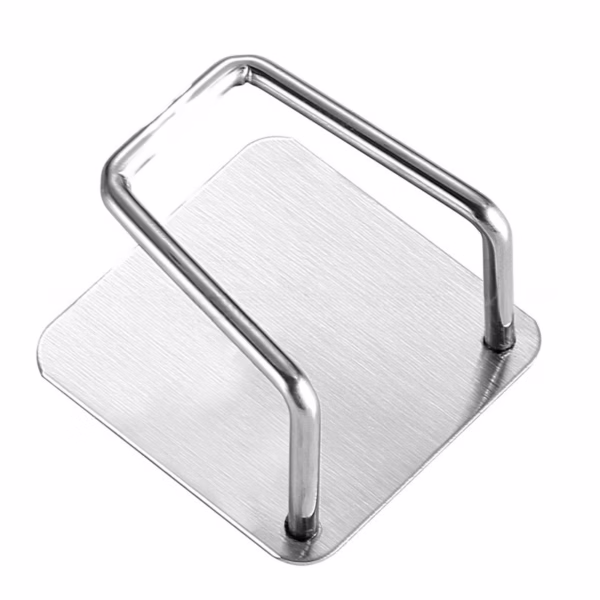 Organizator bucatarie Flippy cu adeziv, carlig-suport pentru burete, accesorii bucatarie, 5x5x3,5 cm, otel inoxidabil, gri - imagine 9