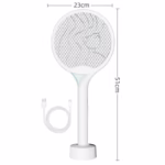 Paleta Electrica pentru Tantari, Muste si Tantari 2in1, Flippy, Reincarcabila, Incarcare USB, 2600V, Plastic, Casa si Gradina, Anti-insecte, Stand, 23x51 cm, Alb - imagine 2