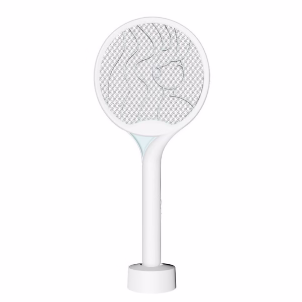 Paleta Electrica pentru Tantari, Muste si Tantari 2in1, Flippy, Reincarcabila, Incarcare USB, 2600V, Plastic, Casa si Gradina, Anti-insecte, Stand, 23x51 cm, Alb - imagine 1