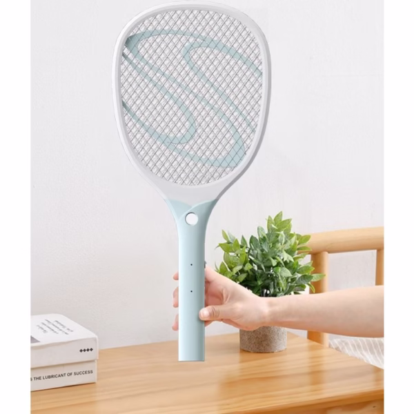 Paleta Electrica pentru Tantari, Muste sau Insecte LED, Flippy, Reincarcabila, Incarcare USB, Plastic, Casa si Gradina, Anti-insecte, Alb-Albastru - imagine 8
