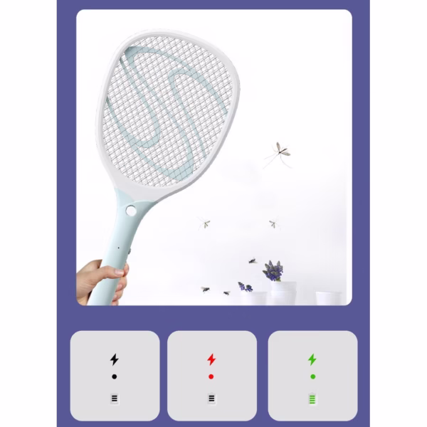 Paleta Electrica pentru Tantari, Muste sau Insecte LED, Flippy, Reincarcabila, Incarcare USB, Plastic, Casa si Gradina, Anti-insecte, Alb-Albastru - imagine 9